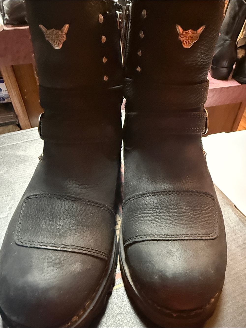 Harley-Davidson Black Woman’s Leather Motorcycle Boots with Metal Shields